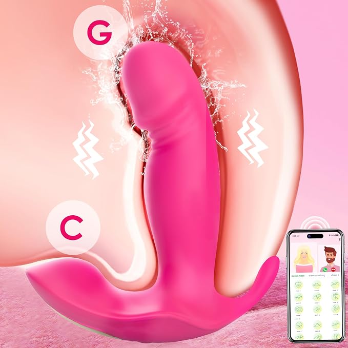 Wearable G Spot Dildo Vibrators Adult Sex Toys for Women or Men, App Remote Control Panty Mini Vibrator with 10 Quickly Wiggling & Vibrating Modes Panties Quite Rose Toy Sex Machine