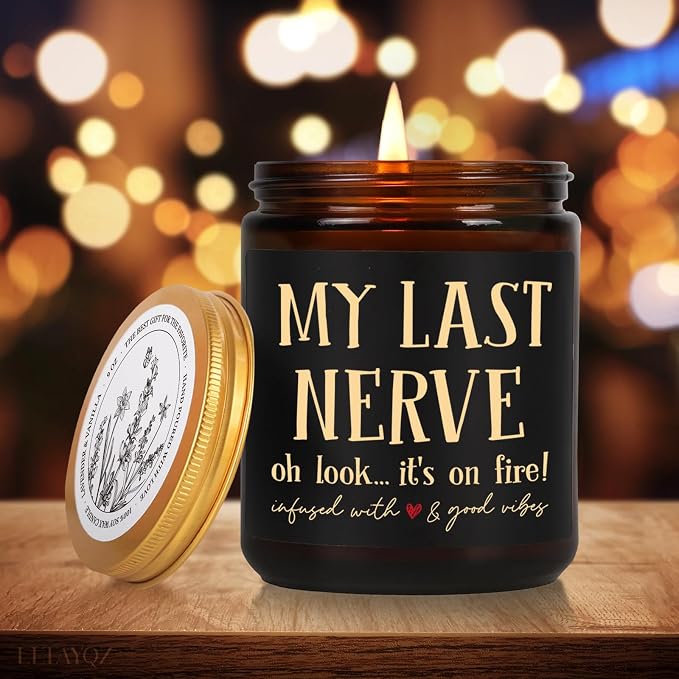 Funny Candle Gifts for Women, My Last Nerve Oh Look Its on Fire Candle, Unique Birthday Christmas Candles Gift for Wife Sister Girlfriend, Friendship Stress Relief Candles Gift for Bestie Coworker102