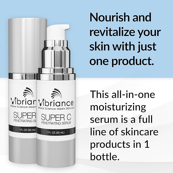 Vibriance Super C Serum for Mature Skin - All-in-One Vitamin Formula Hydrates, Firms, Lifts, Smooths, Targets Age Spots, Wrinkles, 1 fl oz - Pack of 2