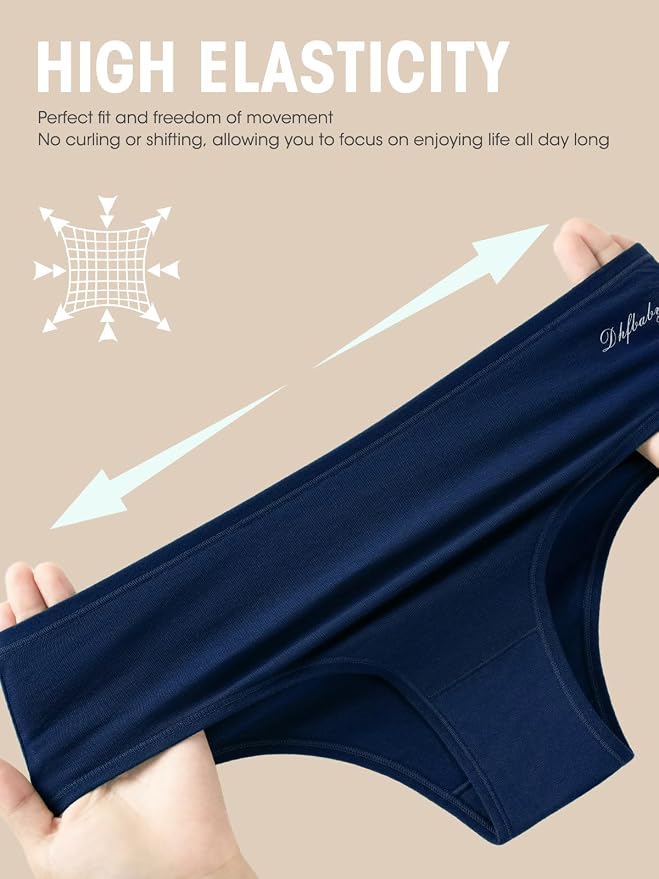 Womens Underwear Cotton Panties Soft Low Waist Hispter Breathable Stretch Ladies Bikini Underwear 6 Pack