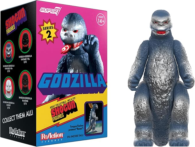 Super7 Toho Shogun Godzilla Blind Box Flat Reaction Figures - (12 Pack) 3.75" Toho Godzilla Action Figures Classic Movie Monster Collectibles and Retro Toys