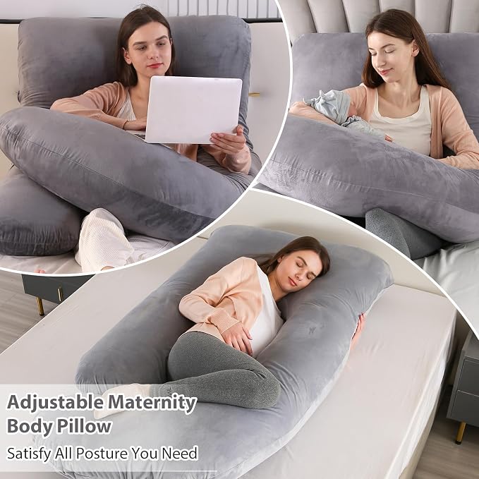 Victostar Pregnancy Pillow,57 inches U Shaped Maternity Pillow with Removable Cover Full Body Pillow Support for Back, HIPS, Legs, Belly