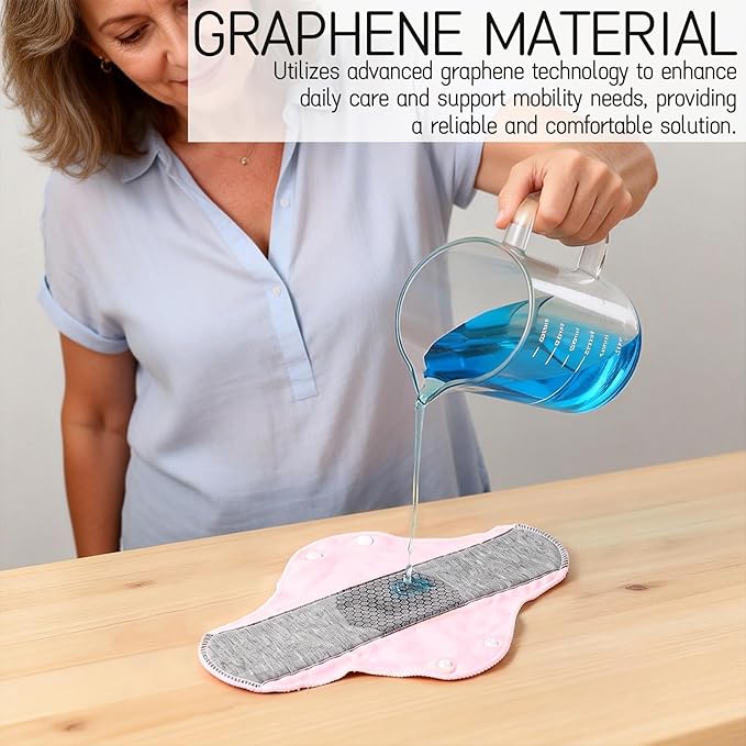 9 Pieces Reusable Graphene Incontinence Pads - Leak-Proof, Washable Sanitary Napkin for Elderly Care and Mobility Support