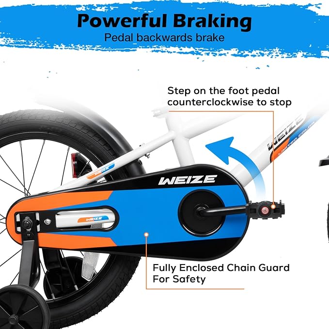 WEIZE Kids Bike,14 16 20 Inch Children Bicycle for Boys Girls Ages 3-12 Years Old, Rider Height 32-60 Inch, Coaster Brake, Multiple Color Options