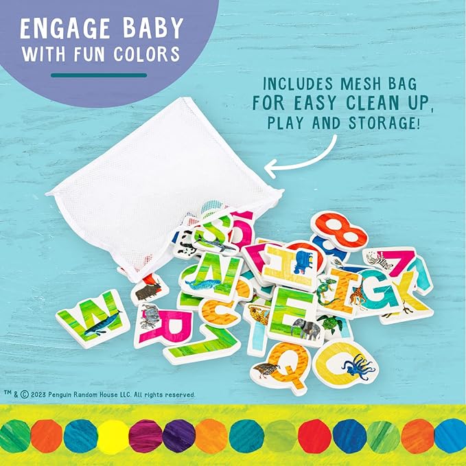 Kids Preferred World of Eric Carle Bath Time 36 Piece Foam Bath Toys Letters and Numbers Set for Toddlers and Mesh Bag Perfect for Water Play Ages 3 and Up