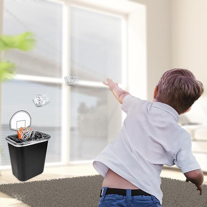 ArtCreativity Mini Basketball Hoop Trash Can Set, Includes Clip-On Hoop with Backboard, Inflatable Ball and Pump, Fun Basketball Stocking Stuffers for Kids, Office Toys for Adults, Classroom Games