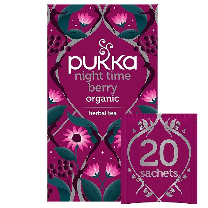 Pukka Night Time Berry Organic Herbal Tea, Soothing Infusion With Chamomile, Lavender & Elderberry, Tea Gift Set For Bedtime Relaxation, Caffeine Free, 80 Total Bags (20ct - Pack of 4)
