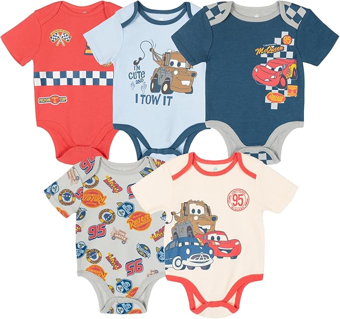 Disney Baby 5 Pack Bodysuits Newborn to Infant Sizes (Newborn - 24 Months)