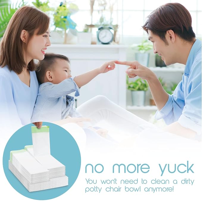 TidyTots Disposable Liners and Pads Compatible with OXO 2-in-1 Go Potty Chair for Potty Training Toddlers | Combo Travel Pack of 32 Potty Liners and 32 Absorbent Pads | Keeps Potty Seat Clean