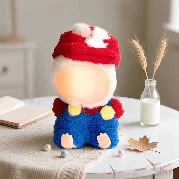 17cm Handmade Doll Clothes Outfit Set,Dolls Keychain Accessories for Kawaii Clothing Set with Details Outfit Accessories, Red T-Shirt + Blue Overalls + Red Hat,3-Piece Set (NO Doll)