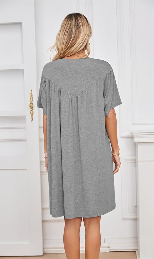 VintageClothing Nightgowns for Women Soft House Dresses Sleepshirts Short Sleeve Sleepwear Night Dress Moo Moo Nightgown