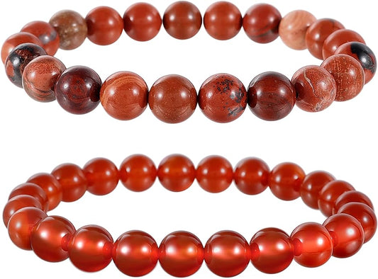 Bivei Natural Gemstone Semi Precious Healing Crystals Handmade Stretchy Round Beads Bracelet,Stocking Stuffers for Women Enhance Positive Energy