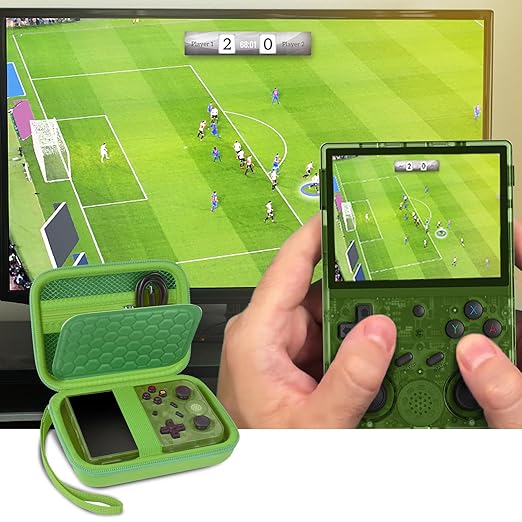 PAIYULE Travel Case Compatible with RG353V/ RG353VS/ R36S Retro Handheld Game Console, Handheld Emulator Storage Holder Organizer, Android Game Console Carrying Bag (Green) (Box Only)