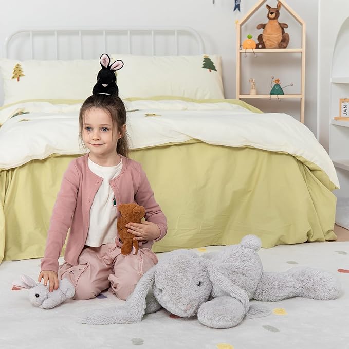 MaoGoLan 4Pcs Large Bunny Stuffed Animal with 3 Babies Inside, 24" Giant Easter Bunny Plush Toys, Soft and Cuddly Gray Stuffed Rabbit Gift for Kids,Girls,Boys,Teens