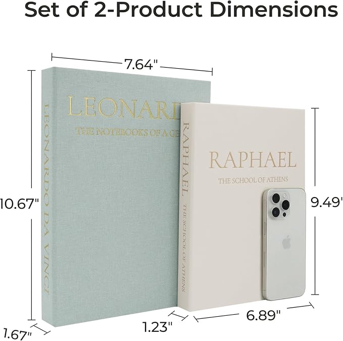 Upgraded Decorative Books for Home Decor - Coffee Table Faux Books for Decoration, Linen Fake Book Storage Box for Entryway, Bookshelf, Modern, Boho, Farmhouse & Neutral Aesthetic Decor, Set of 2