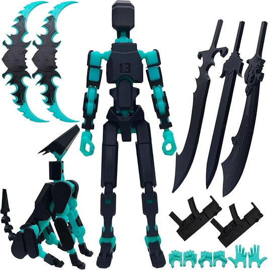 T13 8 inches Large Action Figure (Assembly Completed) Dummy 13 Titan 13 Poseable Collectible Highly Detailed Sculpting & Accessories for Display and Play (Black Green)