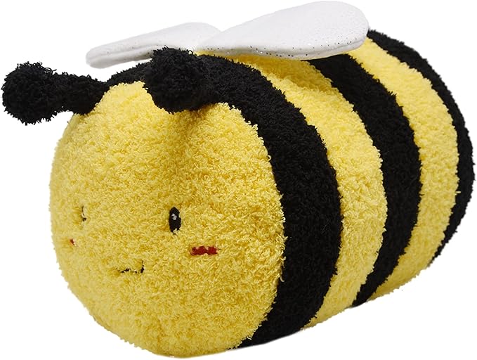 Fuzzy Bumblebee Stuffed Animal with Smile Face and White Wings Super Cute Plush Bee Toy Excellent Gifts for Kids or Honey 12 Inch