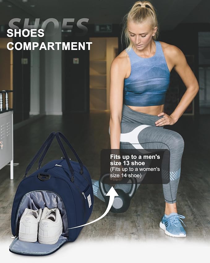 Gym Bag Womens Mens with Shoes Compartment and Wet Pocket Travel Duffel Bag for Women for Plane Sport Gym Tote Bags with Toiletry Bag Waterproof Weekend Overnight Carry on Bag Hospital Holdalls