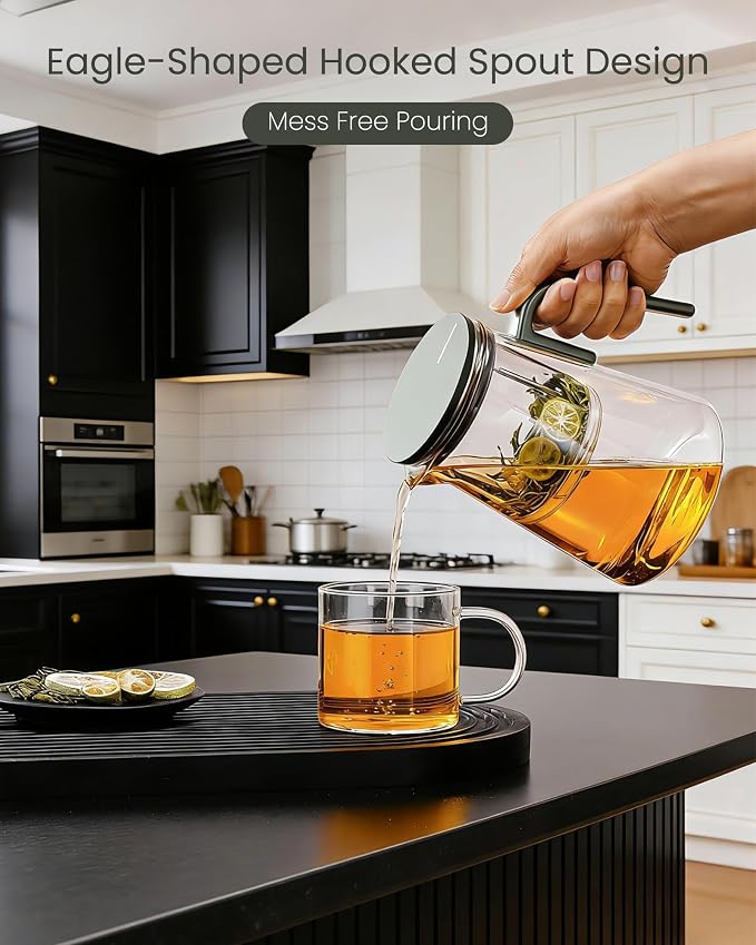 ZENS Enchanted Tea Pot with Magnetic Lid, Magic Glass Infuser Teapot for Loose Leaf Tea Steeper, Mess-Free Herbal Tea Maker, Tea Diffusers for Tea Lovers Ideal Gifts, 34oz (1000 ml)