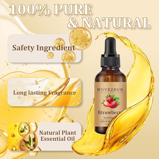 Strawberry Essential Oil 30ML - 100% Pure and Natural Oils for Aromatherapy Diffuser - 1 Fl Oz/Strawberry