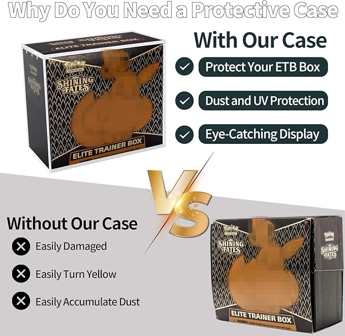 ETB Protector Case -Acrylic Elite Trainer Box Protector -Booster Box Acrylic Case -Compatible with Elite Trainer Boxes, Magnetic Closure Protective Display Case Easy Top Loading