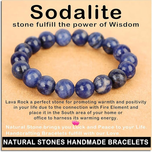AD Beads Handmade Gemstone Stretch Elastic Bracelet Crystal Healing Reiki Nature's Beauty and Spiritual Essence Unisex
