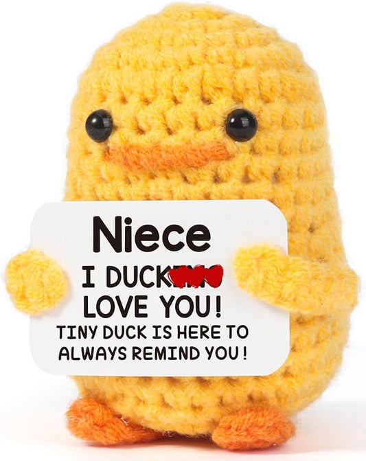 MBL Niece Gifts from Auntie Aunt - to My Niece Gift from Aunt, Funny Small Cute Emotional Positive Support Crochet Duck Christmas Stocking Stuffers Xmas Holiday Birthday Graduation Present for Nieces