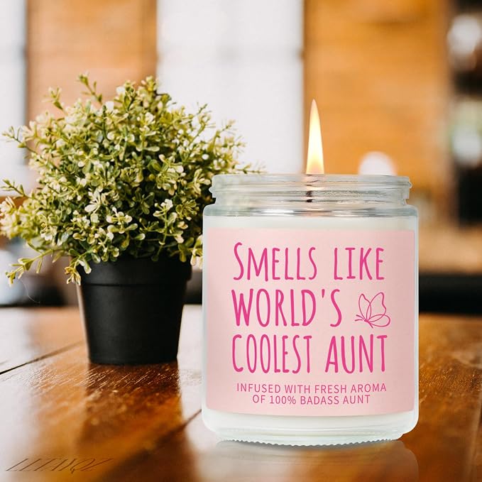 Cool Aunt Candle Gift for Aunt from Niece Nephew, World Coolest Aunt Candle, Best Aunts Ever Candles Gift, Funny New Auntie Candles Gifts Ideas for Birthday Christamas Thanksgiving Day-59