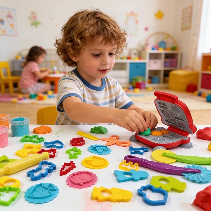 Play Dough Tools Set, Kids Clay Molds Kit with Animal Letters Numbers Cutters Rollers Storage Box, Non-Toxic ASTM F963 Certified, Toys for Toddlers Boys Girls Ages 3-8