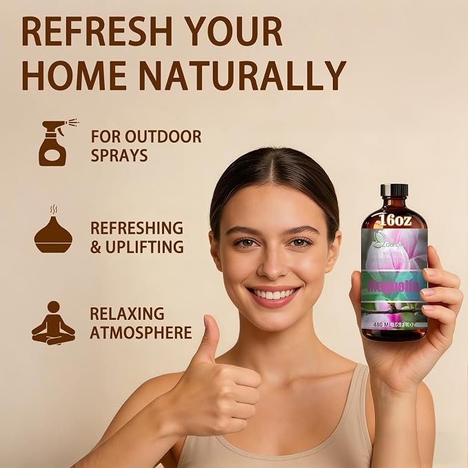 Magnolia Essential Oil - Magnolia Oil for Diffuser, 16 Fl Oz(480ML) | Candle Making, Soap Making, aroma, Strong Scent, Pure, Natural, Home Fragrance, Massage, Large Bottle