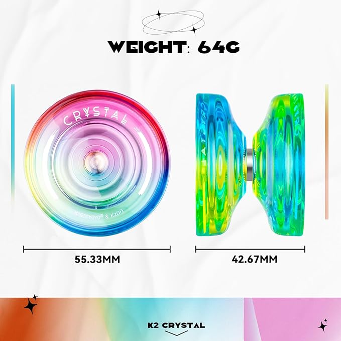 MAGICYOYO Responsive Yoyo Professional K2 Crystal, Dual Purpose Yo yo for Kids and Advanced Players, Plastic Gradient Yo-yos with 12 Yoyo Strings, Yo-Yo Case, Accessory Kit (Gradient Pack)