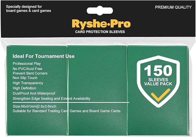 Premium Card Sleeves, 150 Sleeves 2.6''x3.6''(66x91mm) Compatible with Standard Sized Trading Card, Fit for MTG PTCG Game Card, Baseball Card, Sport Card (Green)