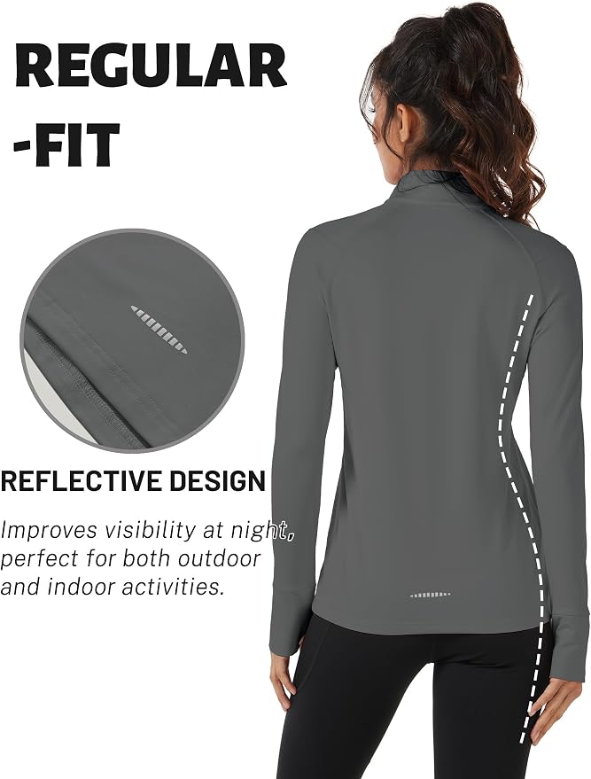 TACVASEN Women's Quarter Zip Sweatshirt Fleece Long Sleeve Workout Pullover | Lightweight Breathable Thermal Fabric,Mock Neck Design,Athletic Tops,Ideal for Gym Running Activities