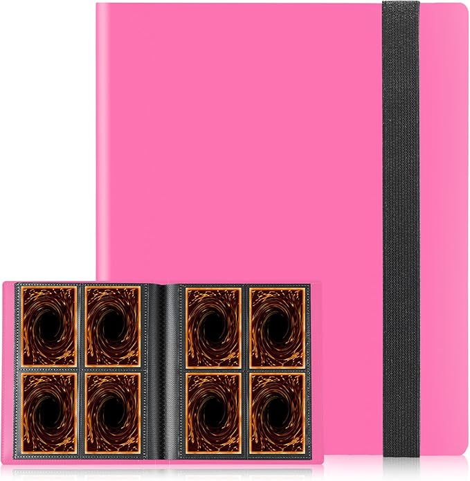 Card Binder, Upgraded 4 Pockets Trading Card Binder for Cards, Mini Collection Card Album, 160 Pockets Mini Card Book Holder - Rose red