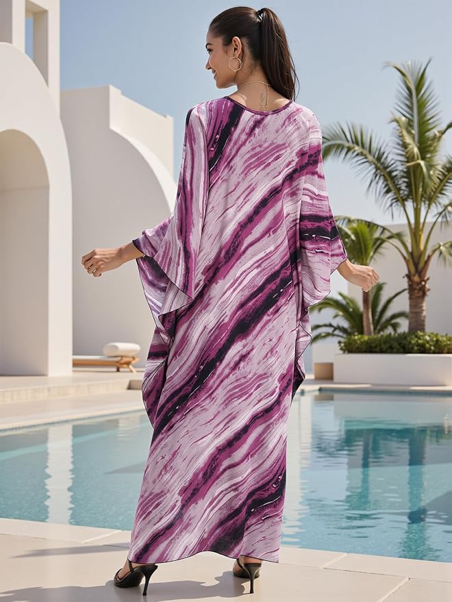 Mumu Dresses for Women Plus Size, Bohemian Kaftan Beach Cover Up Long Maxi Nightgown Soft Loungewear