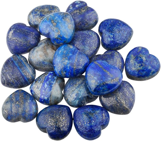 SUNYIK Assorted Crystal Stone Carved Puff Heart Pocket Stone Set, Healing Palm Crystal Set for Christmas, Pack of 8(1'')