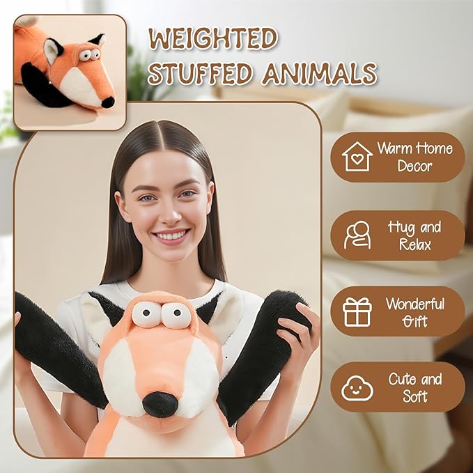 Cute Red Fox Plush, Funny Fox Stuffed Animal, 17 inch Soft & Huggable Plush Toy Gifts for Kids Girls Boys Friends Birthday, Christmas
