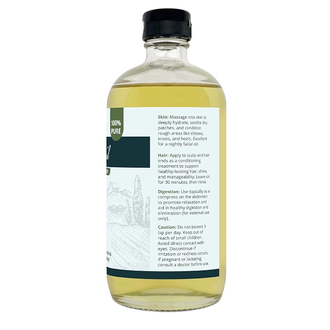 Zatural Castor Oil Naturally Grown 100% Pure Cold Pressed Castor Oil Hexane Free Hair Growth Eylash Serum and Eybrows or Body Wraps and Detox (Glass 16oz)