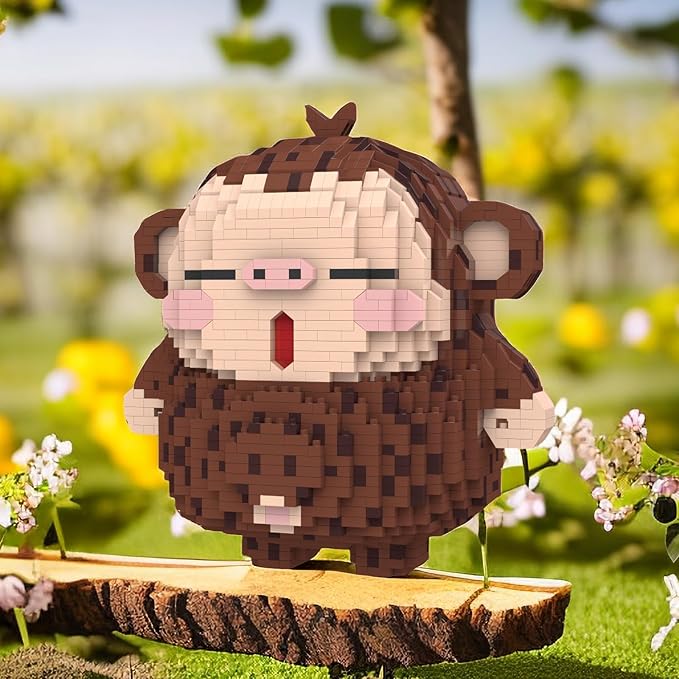 Larcele Animal Series Micro Building Blocks Animal Set, DIY Mini 3D Building Toy Bricks,2242 Pieces KLJM-07 (Monkey)