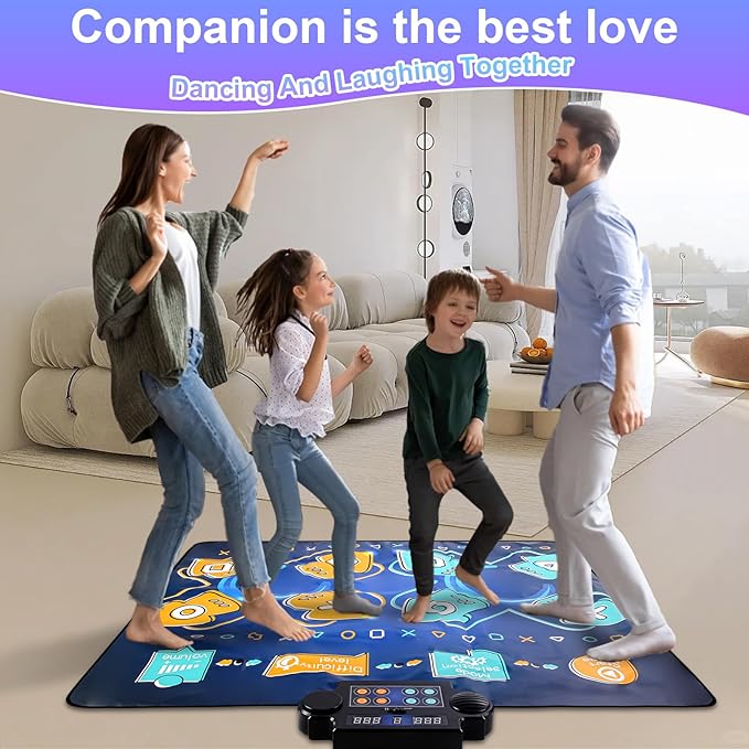 2Player Dance Mat for kids, Electronic Double Dance Mixer Rhythm Step Play Mat,Dance pad Game Toys Music for Girls Boys,Christmas/Festival/Birthday Gifts for Kids,Age 3 4 5 6 7 8 9 10 11 12+ Year Old