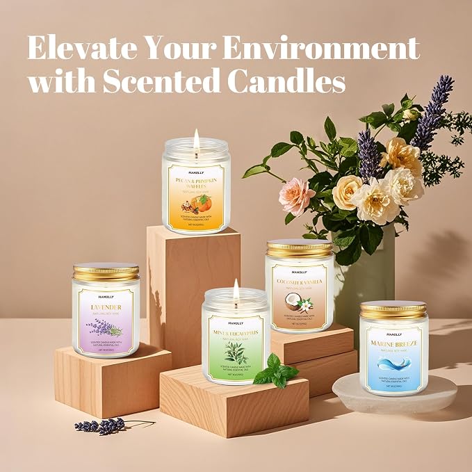 Lavender Candle, 9 oz Scented Candles for Home Soy Candle Wax, Long Lasting Aromatherapy Candles for Women, Birthday Christmas Gifts,Perfect for Creating a Relaxing Ambiance
