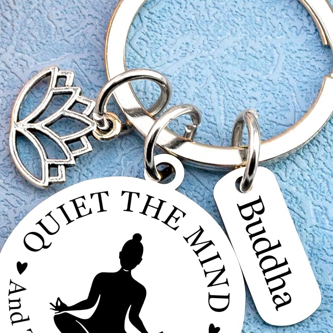 Yoga Gifts for Women Meditation Gifts for Women Yoga Instructor Gift Pilates Gift for Her Spiritual Zen Meditation Yogis Accessories for People with Anxiety keychain Lotus Jewelry Buddhist Present
