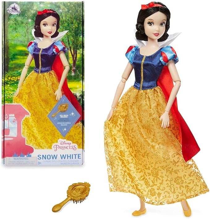Disney Store Girl's Princess Classic Doll (Snow White), 11 Inches, Includes Brush with Molded Details, Fully Posable Toy in Classic Outfit - Disney Princess Toys