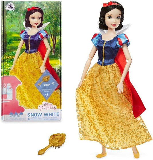 Disney Store Girl's Princess Classic Doll (Snow White), 11 Inches, Includes Brush with Molded Details, Fully Posable Toy in Classic Outfit - Disney Princess Toys