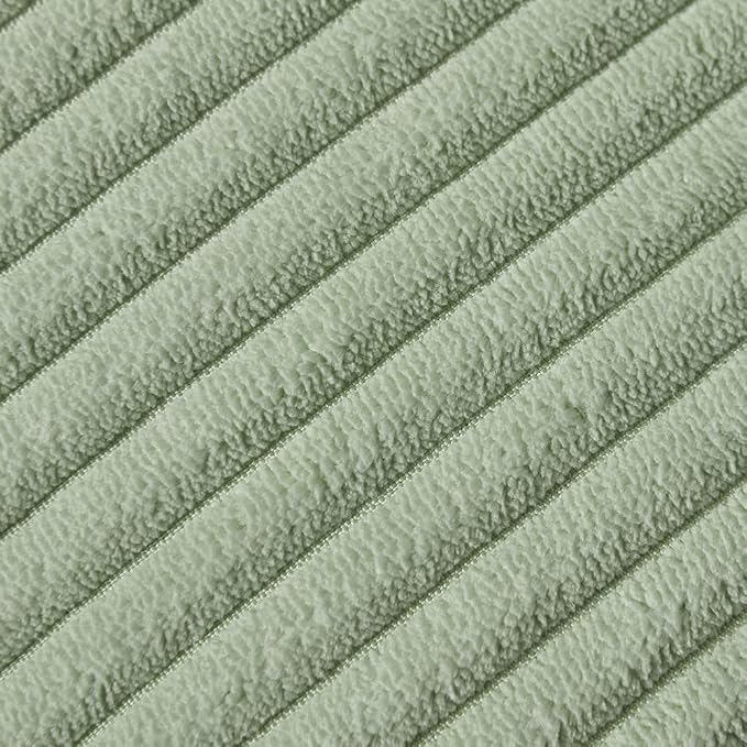 Fancy Homi Pack of 2 Sage Green Decorative Throw Pillow Covers with Pom-poms, Soft Corduroy Solid Square Cushion Cases Set for Couch Sofa Bedroom Car Living Room (18x18 Inch/45x45 cm, Sage Green)
