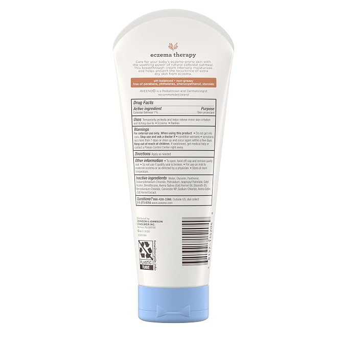 Aveeno Baby Eczema Therapy Moisturizing Cream, Natural Colloidal Oatmeal & Vitamin B5, Baby Eczema Cream for Dry, Itchy, Irritated Skin Due to Eczema, Paraben- & Steroid-Free, 7.3 oz (Pack of 12)