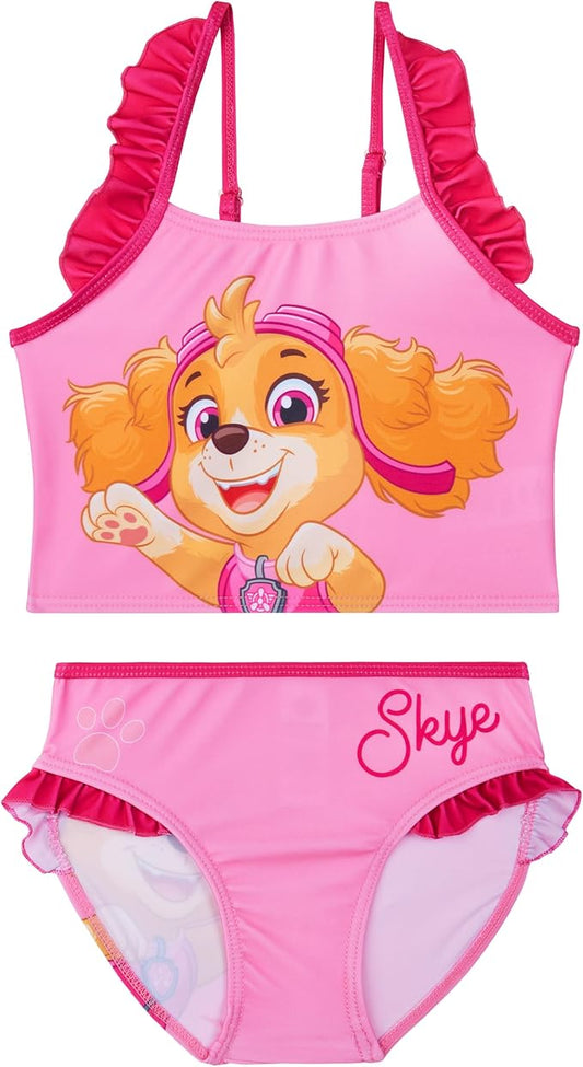 Paw Patrol | Hello Kitty | Peppa Pig Girls Swimsuit, Two Piece Bikini Top & Bottom Set, Bathing Suits with Adjustable Straps