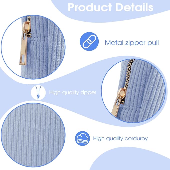 Xinjoduz 1 PCS Sanitary Napkin Storage Bag, Mini Makeup Bag with Zipper Corduroy Period Bags for Teen Girls for School Small Square Cosmetic Pounch Menstrual Pad Bag Tampon Holder for Purse (Blue)
