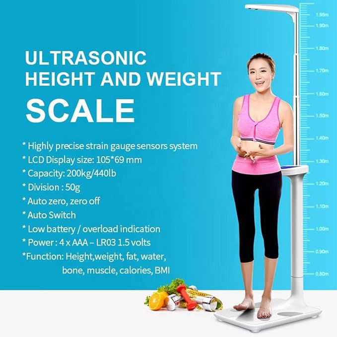 Body Weight Scale - Digital Weighing Machine, for Muscle Composition & Height Measurement - Physician Scales, for Gym, Step-On Technology