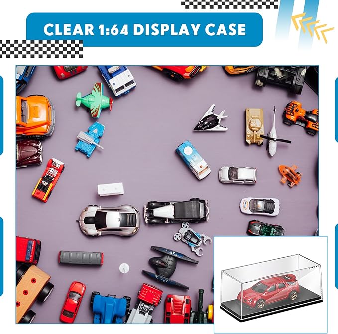 8 Pcs 1/64 Display Case Acrylic Model Cars Display Case 4.17 x 1.81 x 1.81 Inches Clear Plastic Vehicles Toy Cars Storage Collectors
